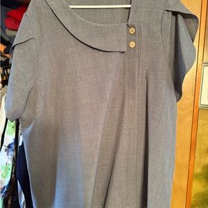 Gray Women's Top with Button Detail
